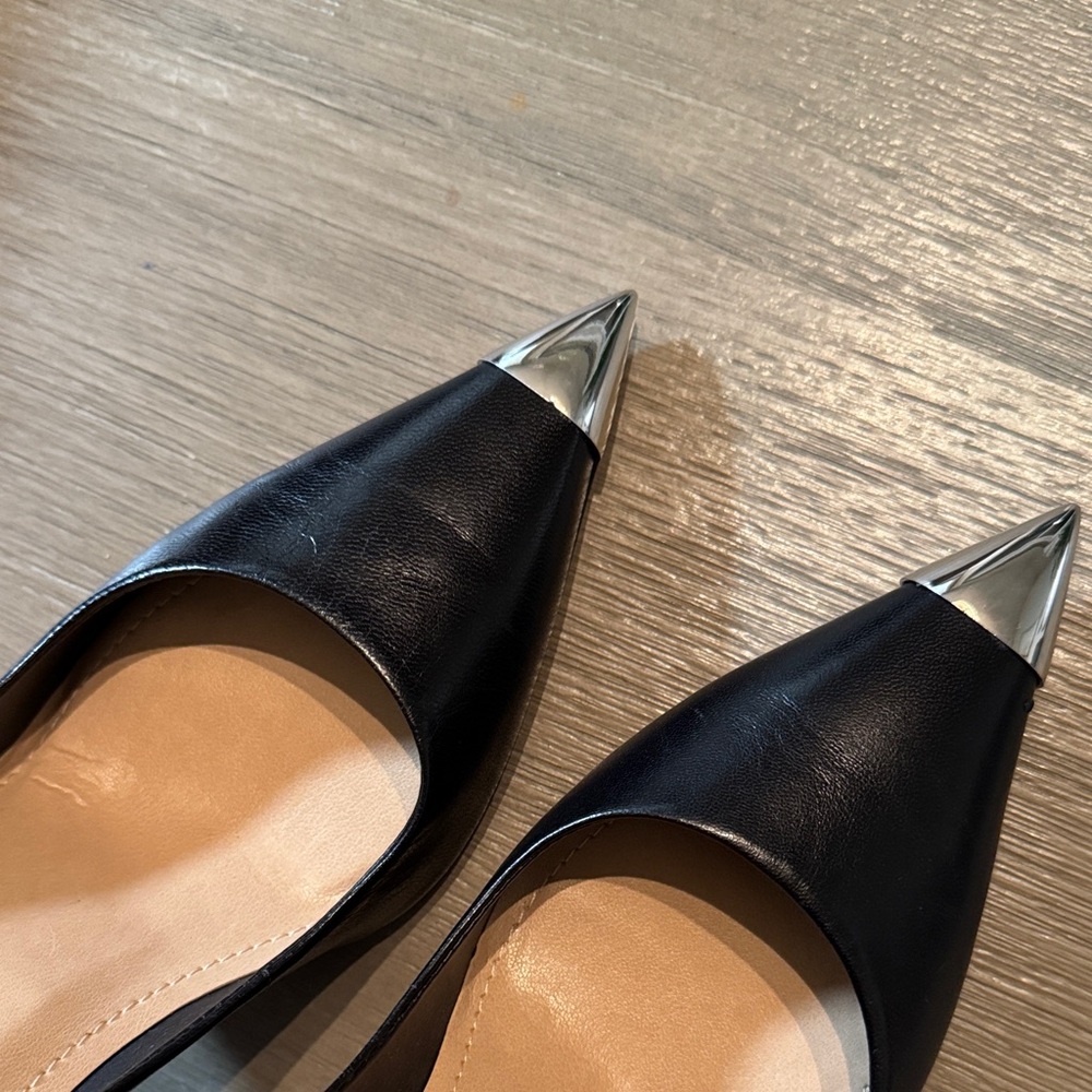 Saks Fifth Avenue Black Heels with Silver Accents - Picture 6 of 6